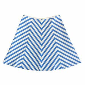 Talbots Blue White Stripe Chevron A-Line Skirt Knee Length Lined Plus 16